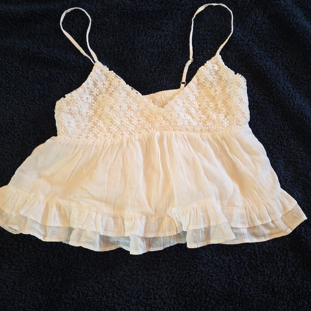 White Floral Lace Tiered Babydoll Top